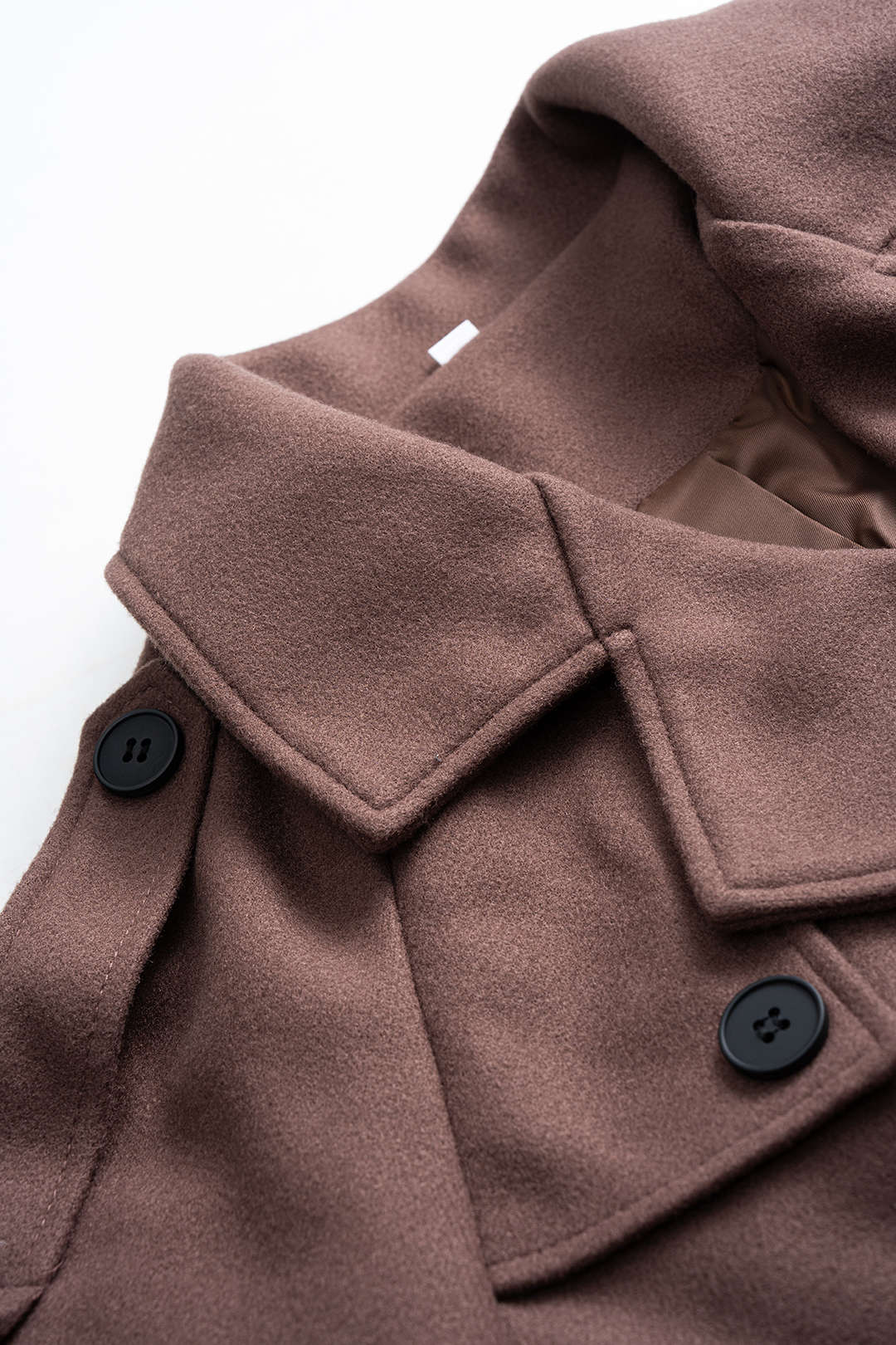 Woolen Button Tie-Up Double-Breasted Coat - Image 4