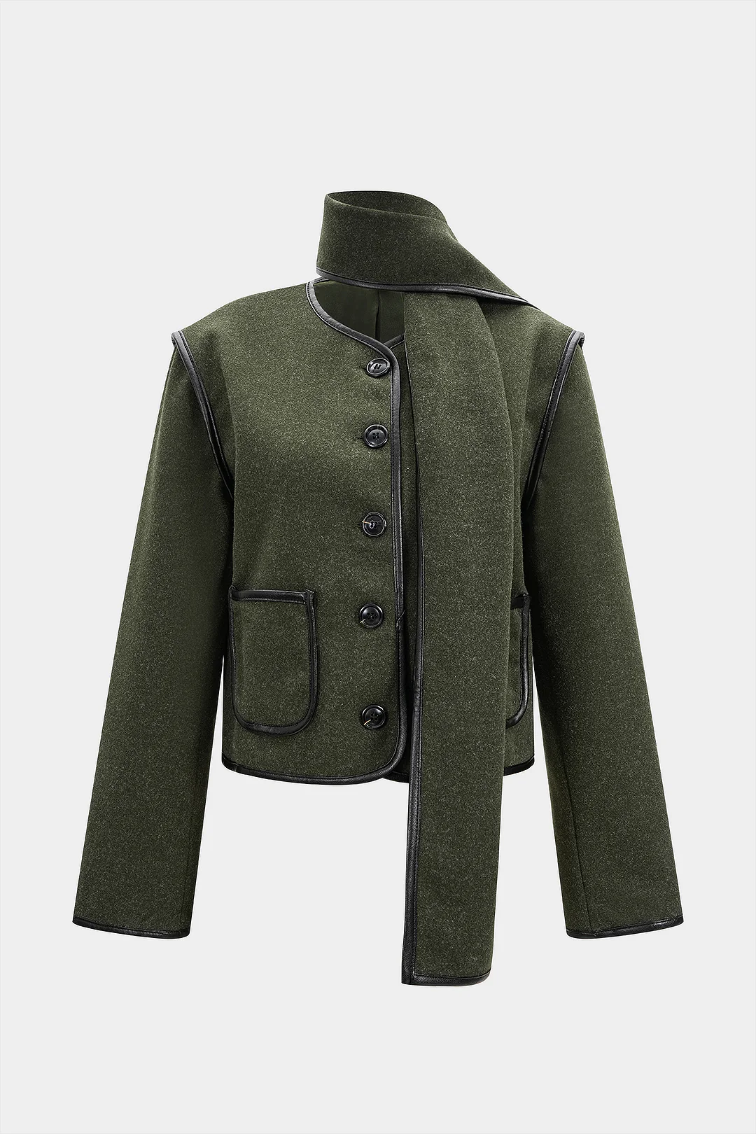 Woolen Piping Scarf Coat