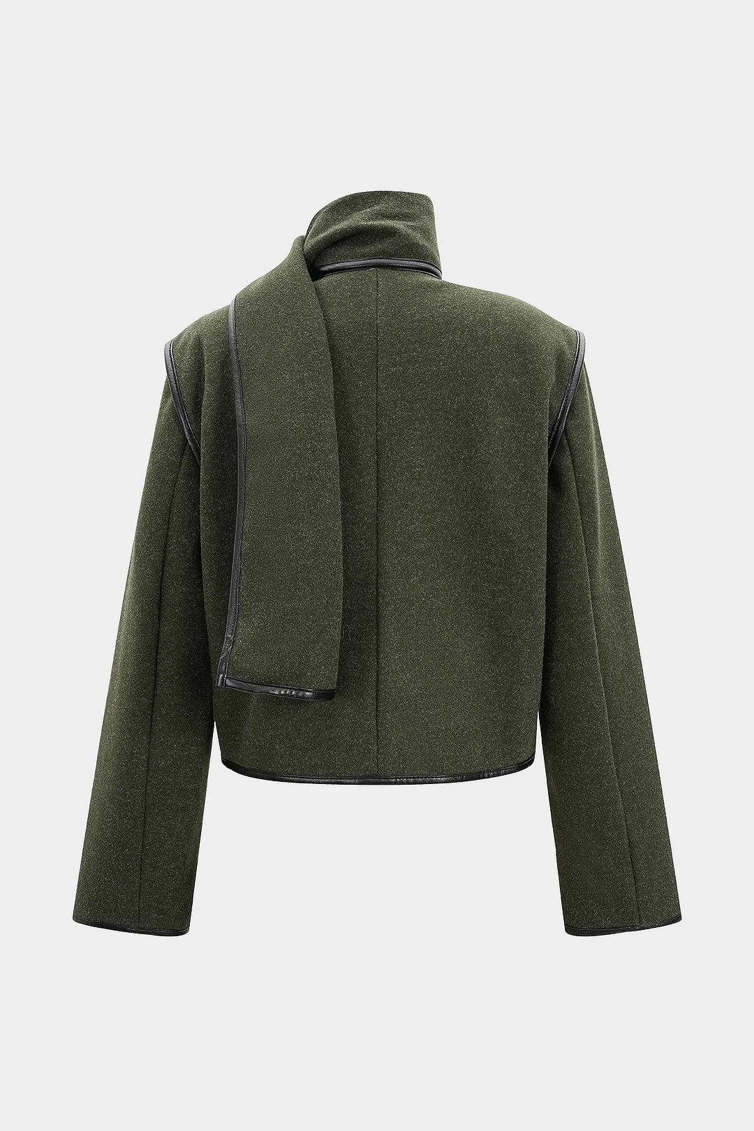 Woolen Piping Scarf Coat - Image 2