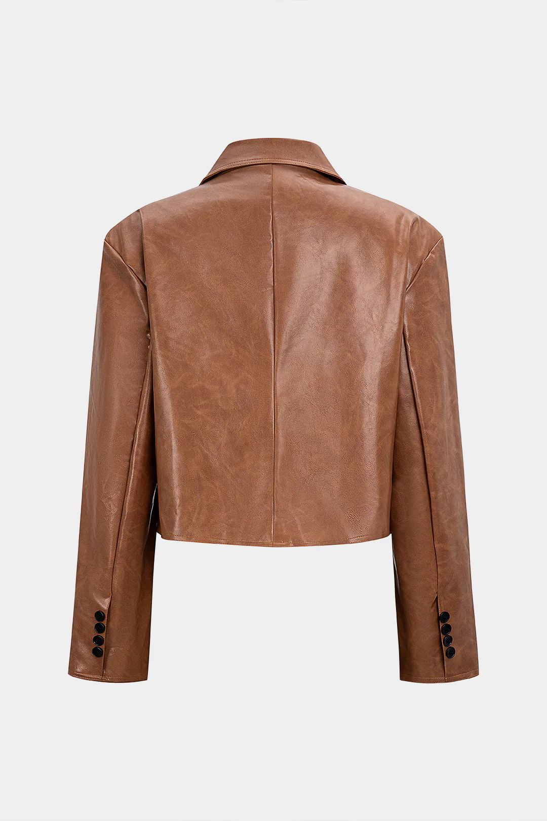 Faux Leather Notched Lapel Blazer - Image 2