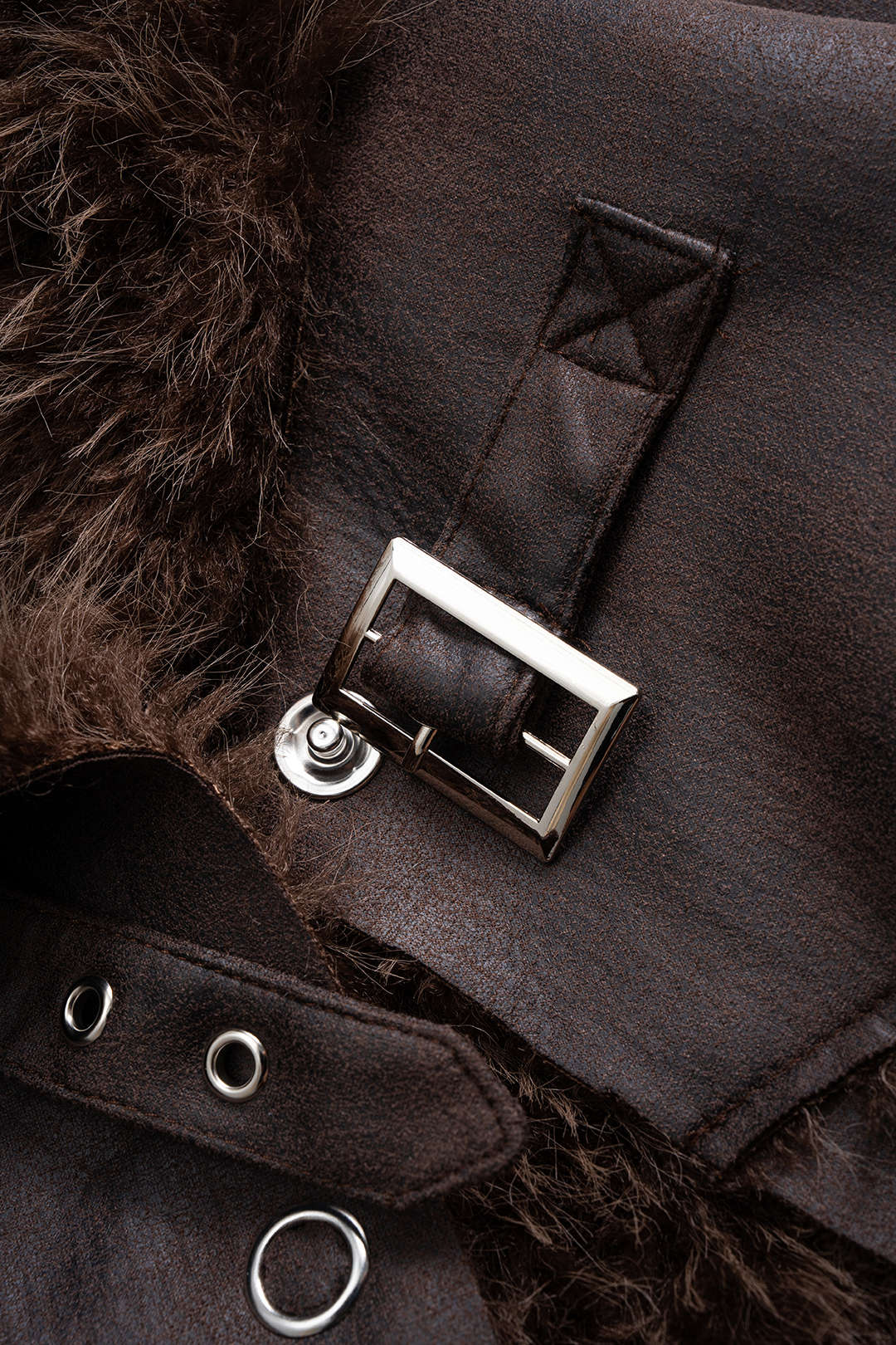 Faux Fur Patchwork Belted Jacket - Image 3