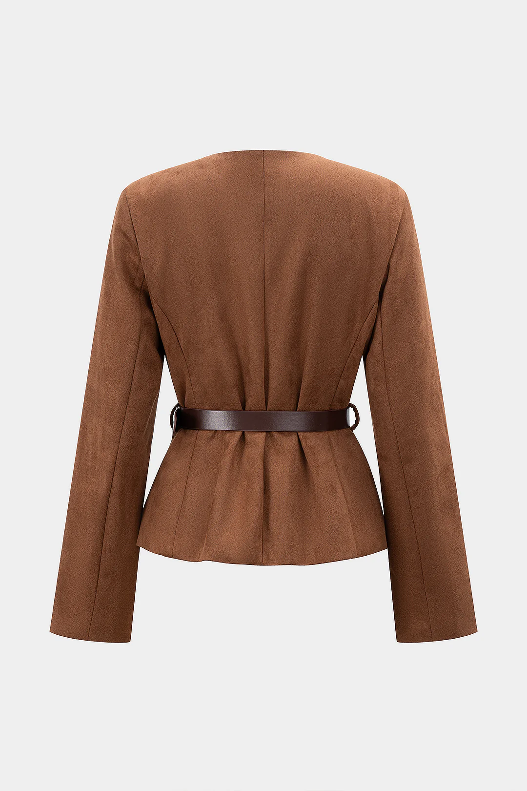 Suede Metallic Button Belted Jacket - Image 2