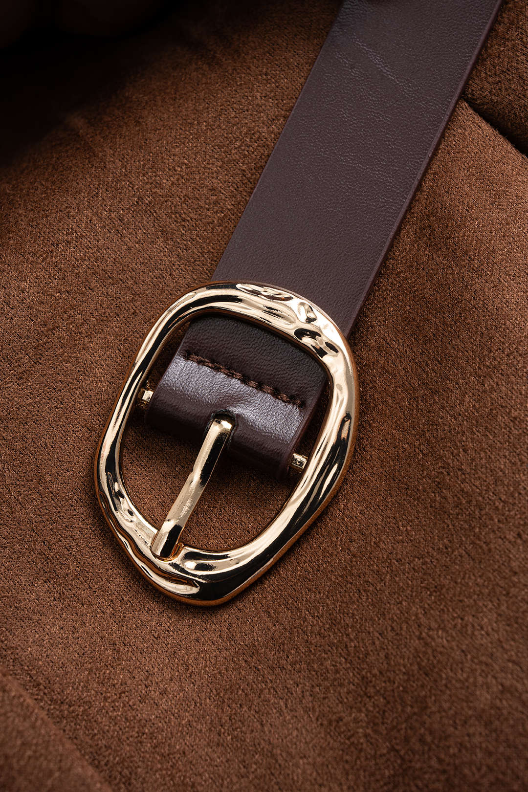 Suede Metallic Button Belted Jacket - Image 4