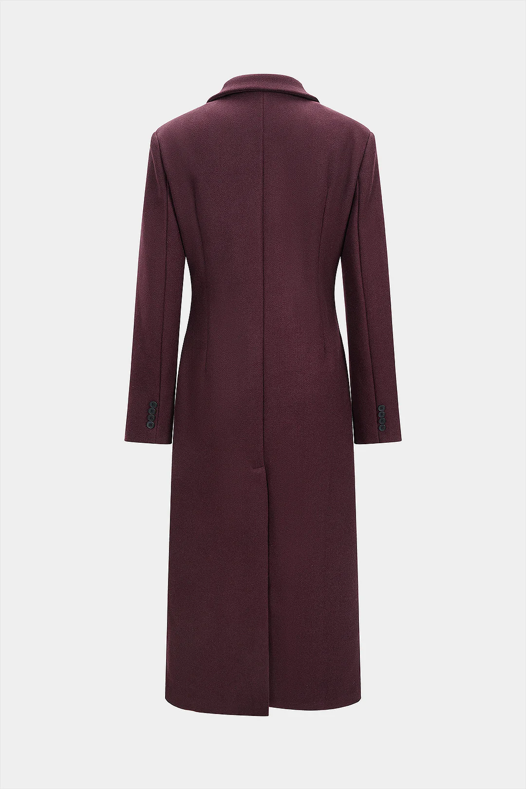 Notched Lapel Woolen Long Coat - Image 2