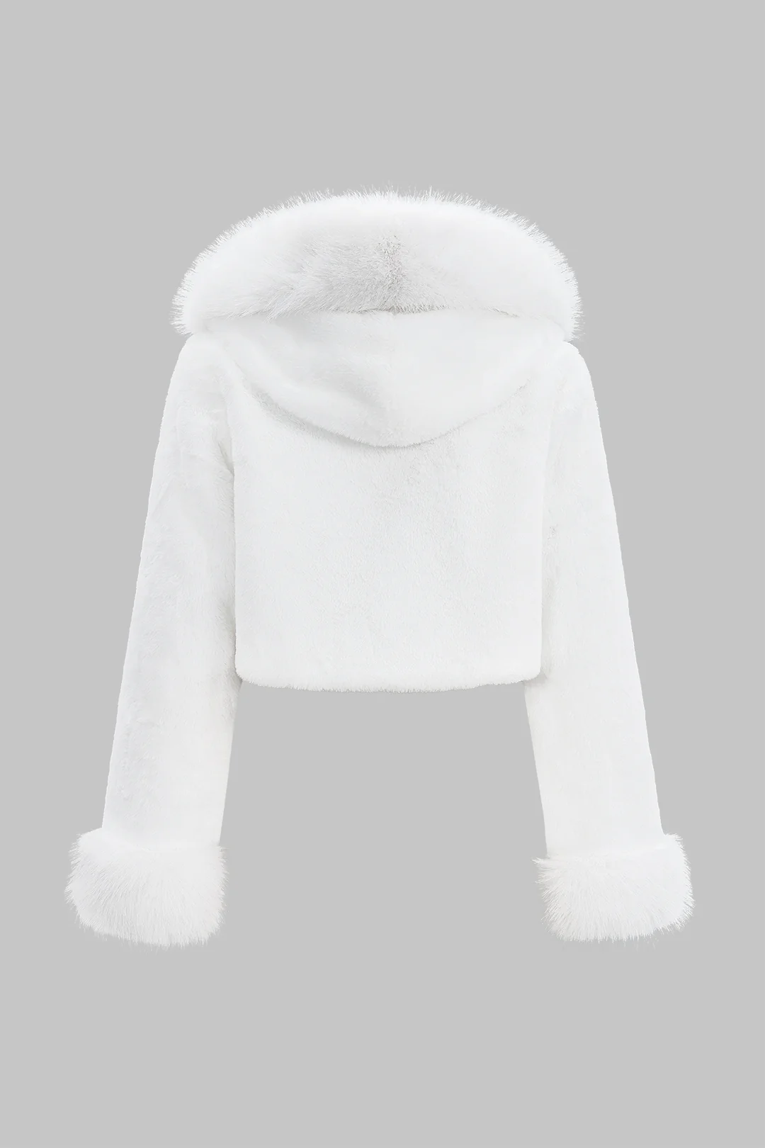 Faux Fur Hooded Cropped Coat - Image 8