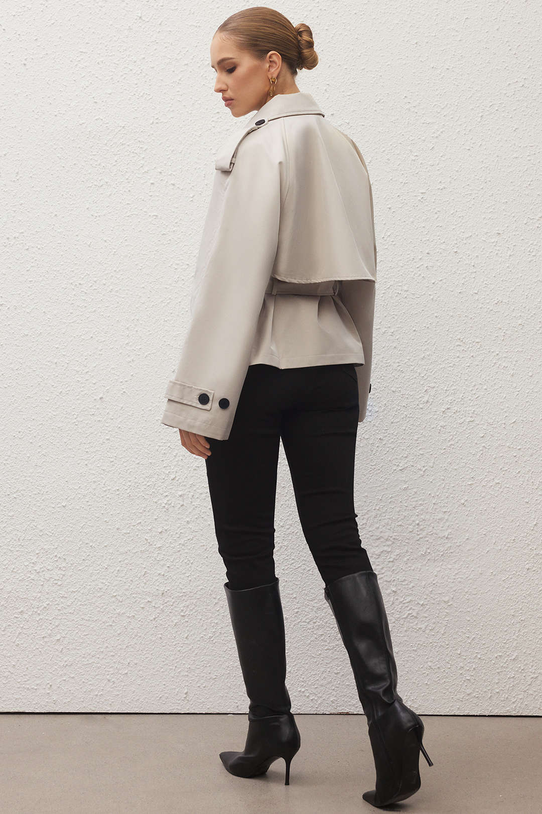 Lapel Button Belted Coat - Image 4