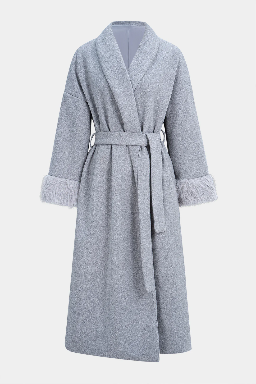 Woolen Tie-Up Open Front Long Coat