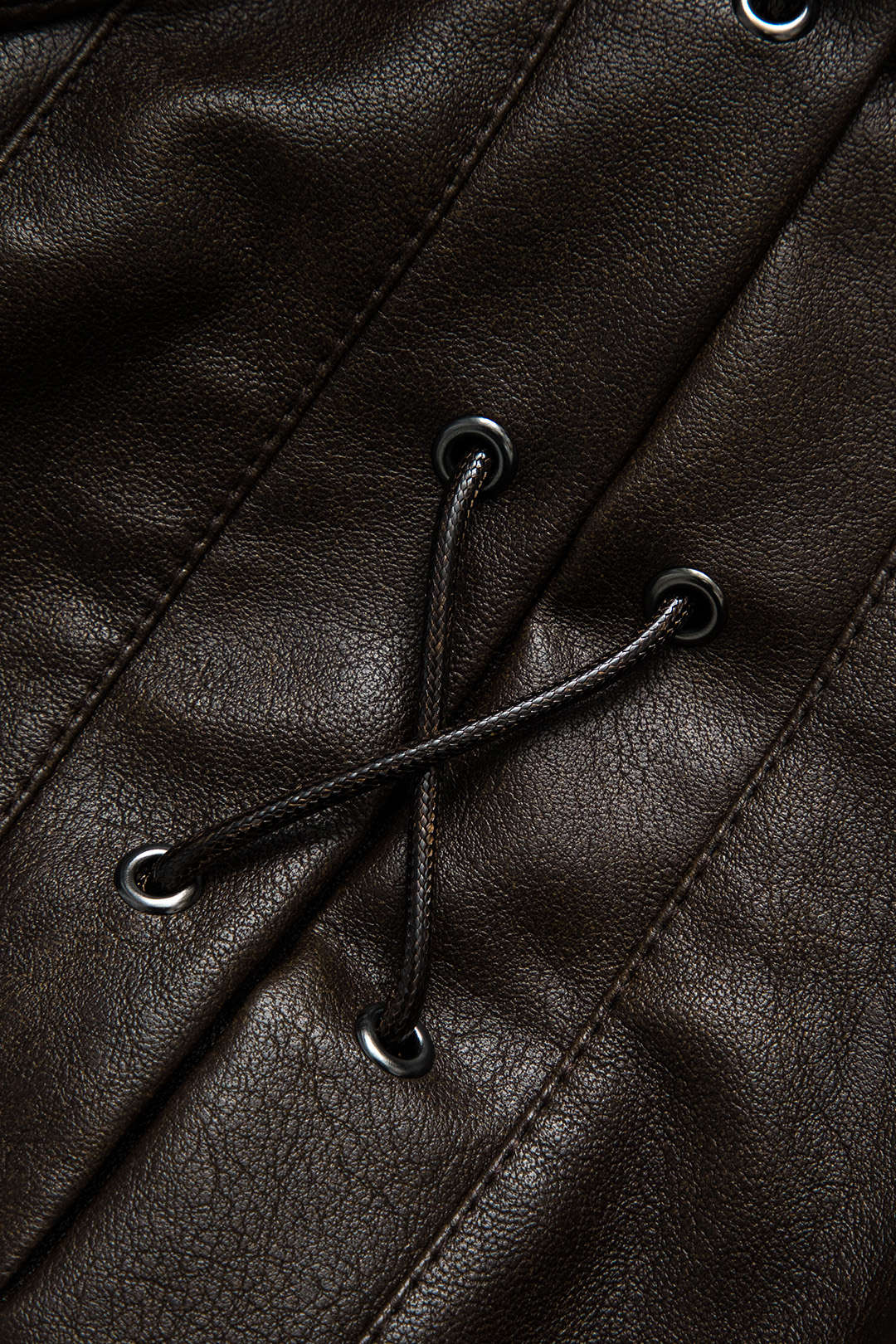 Faux Leather Tie Front Crossed Button Jacket - Image 5
