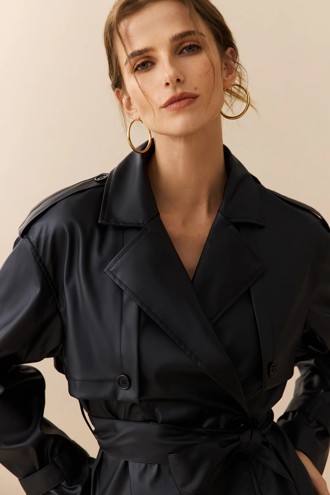 Faux Leather Belted Jacket - Image 4