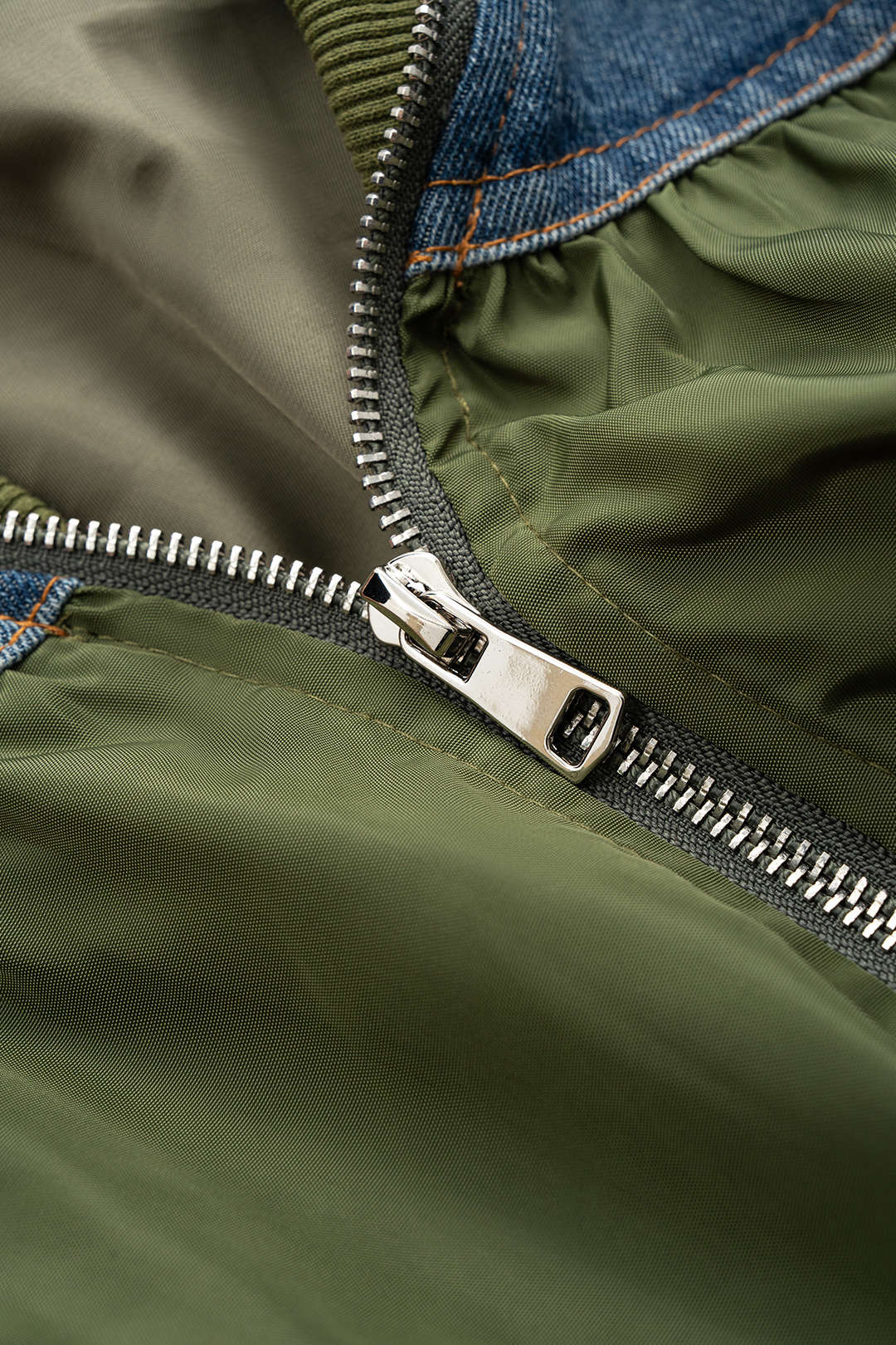 Denim Patchwork Zipper Jacket - Image 4