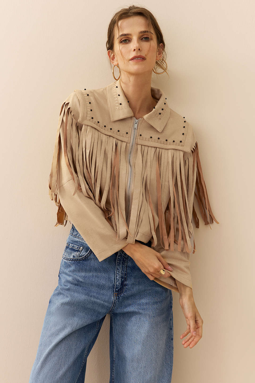 Suede Zipper Fringe Jacket - Image 2