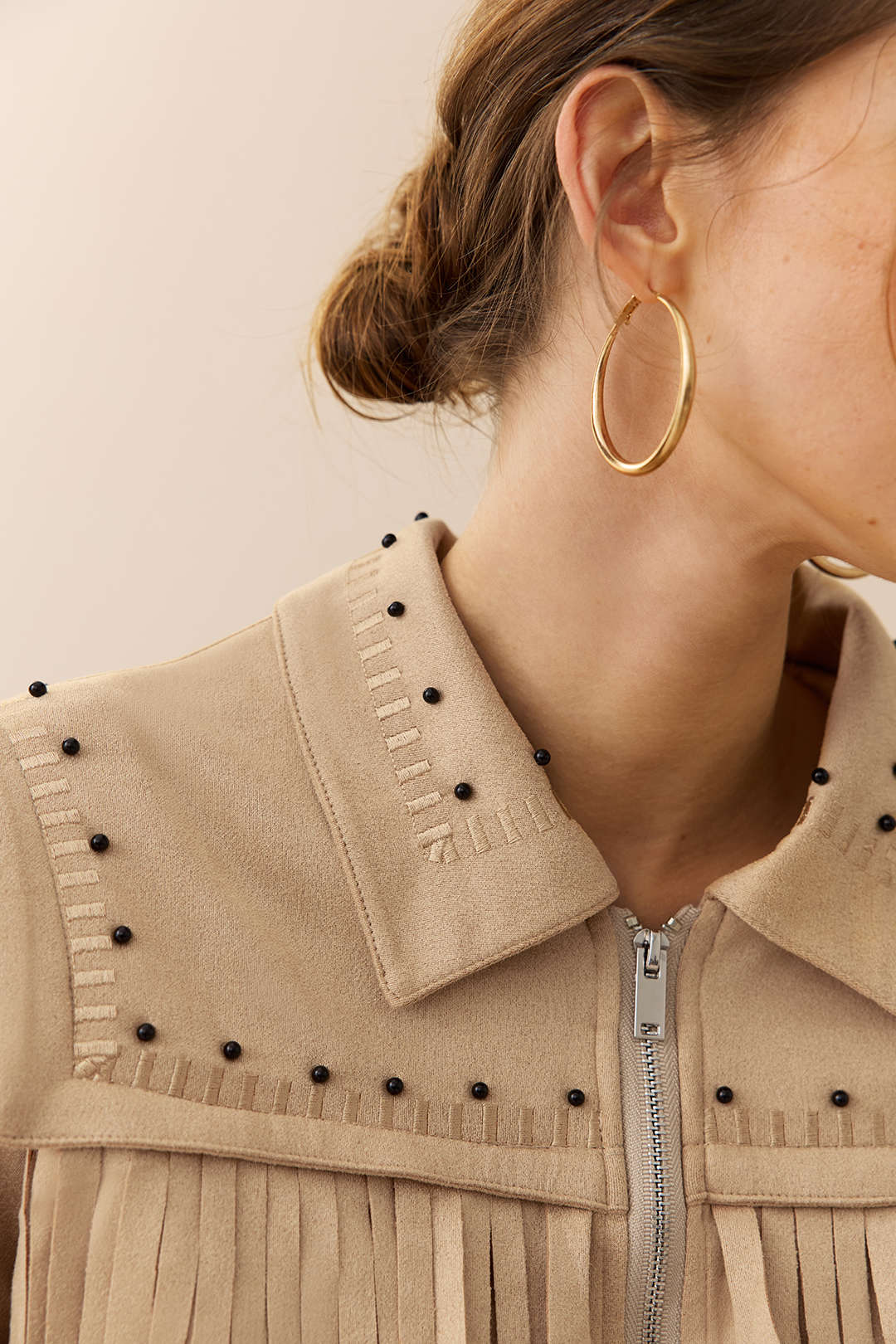 Suede Zipper Fringe Jacket - Image 5