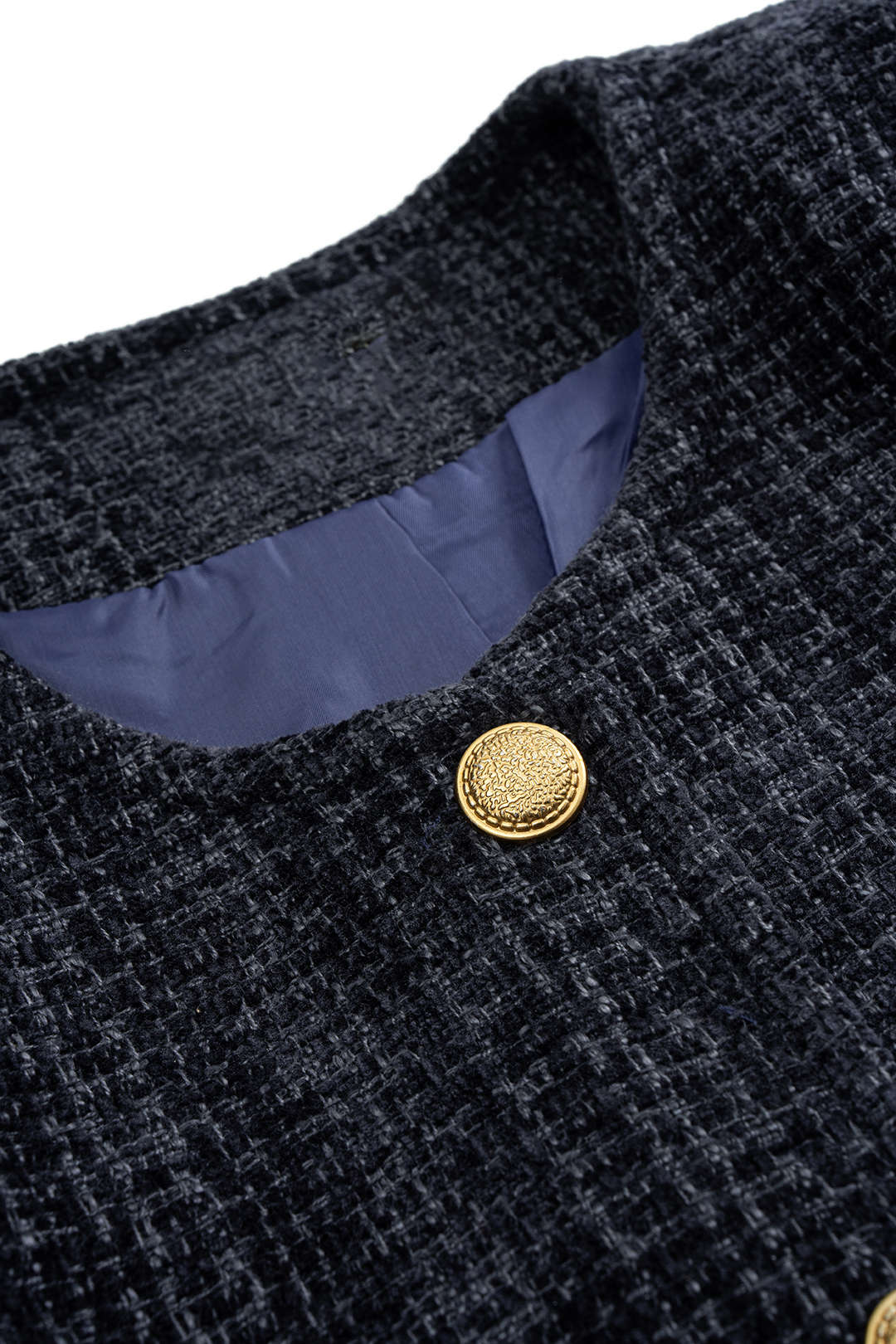 Metallic Button Shoulder Pads Jacket - Image 3