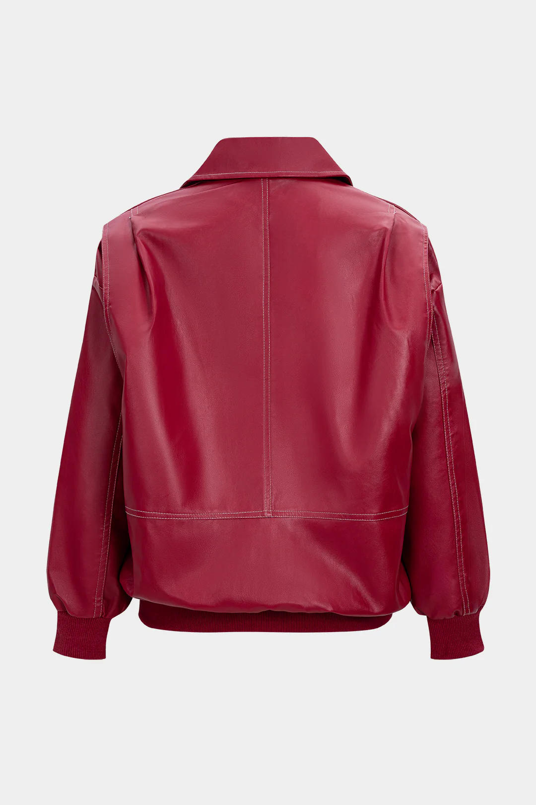 Faux Leather Patchwork Zipper Jacket - Image 2