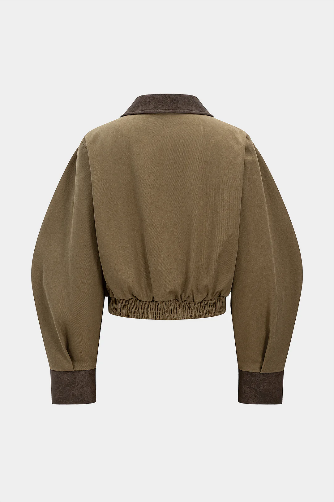 Faux Leather Button Shirred Patchwork Pocket Jacket - Image 2