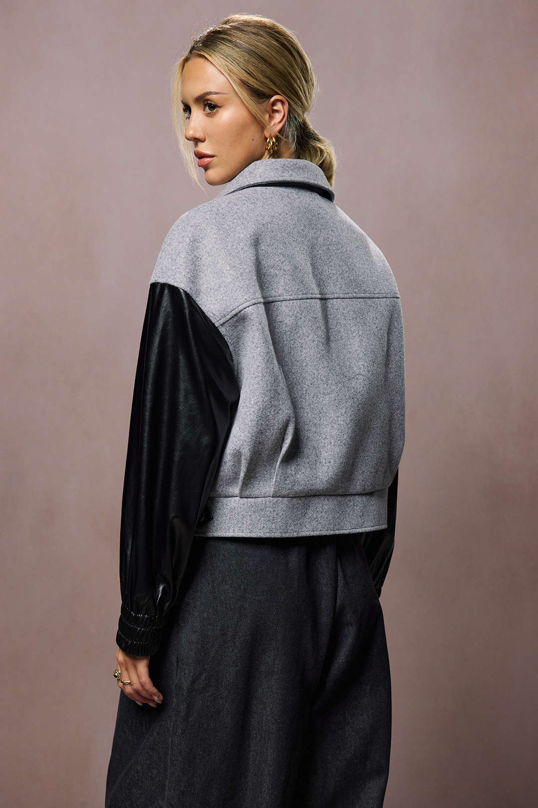 Faux Leather Patchwork Puffer - Image 5