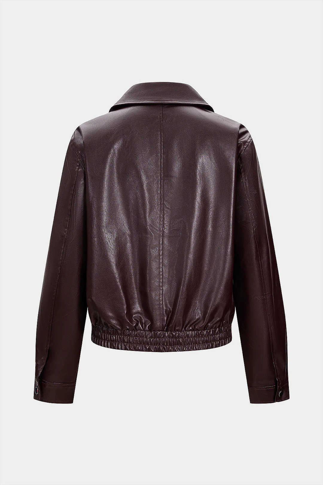 Faux Leather Smocked Zipper Jacket - Image 2