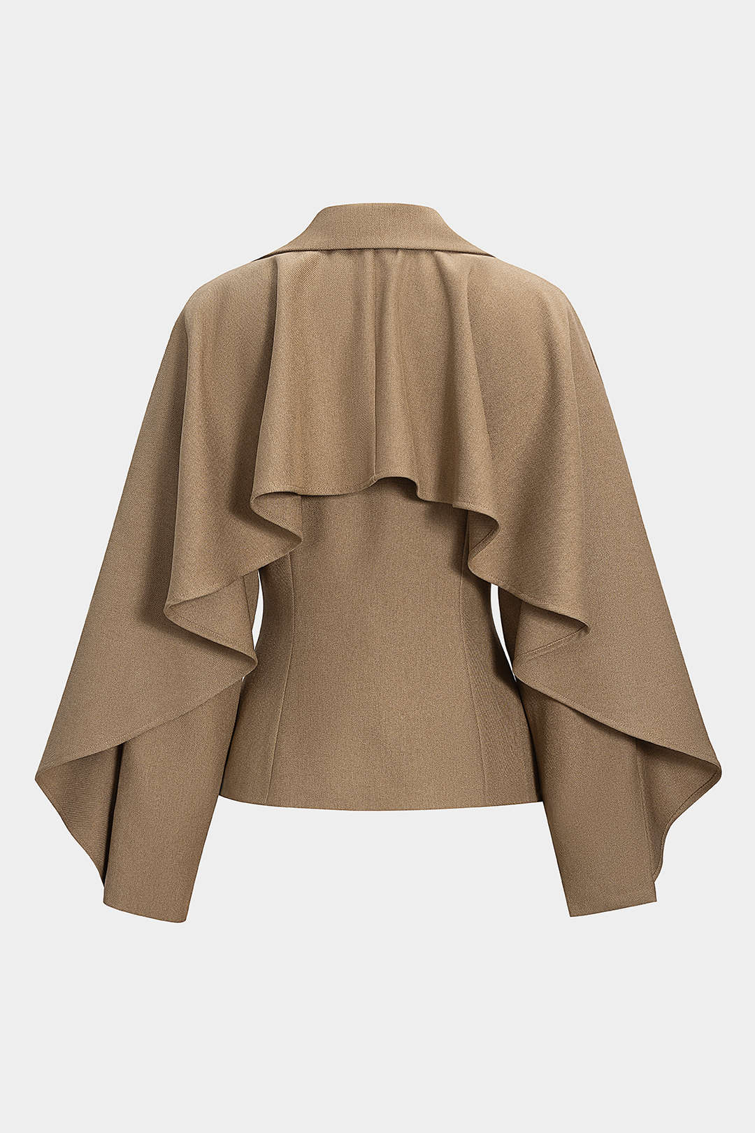 Button Ruffle Ruched Notched Lapel Jacket - Image 2