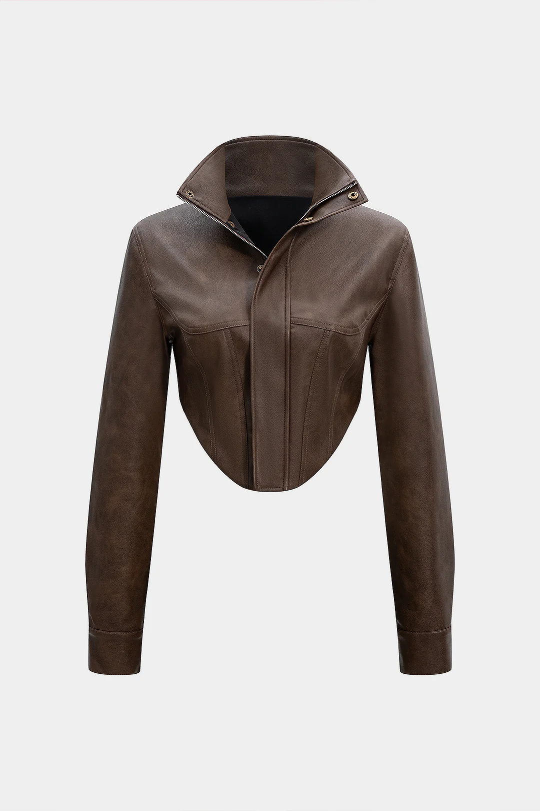Faux Leather Button Jacket