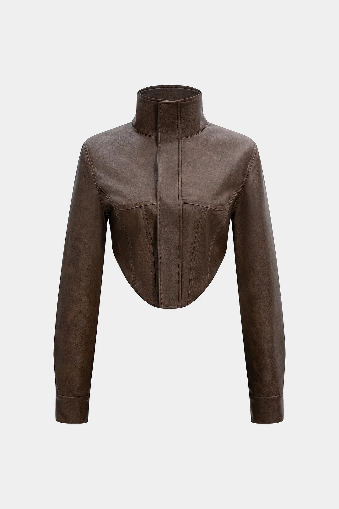 Faux Leather Button Jacket - Image 2