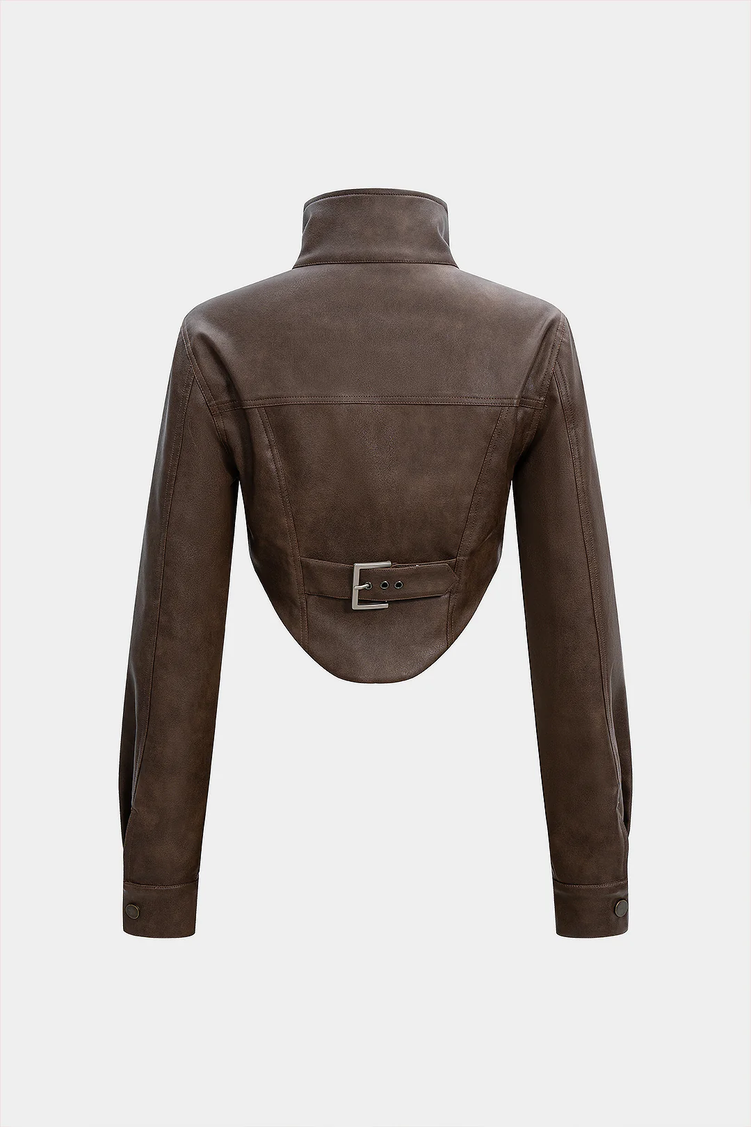 Faux Leather Button Jacket - Image 3