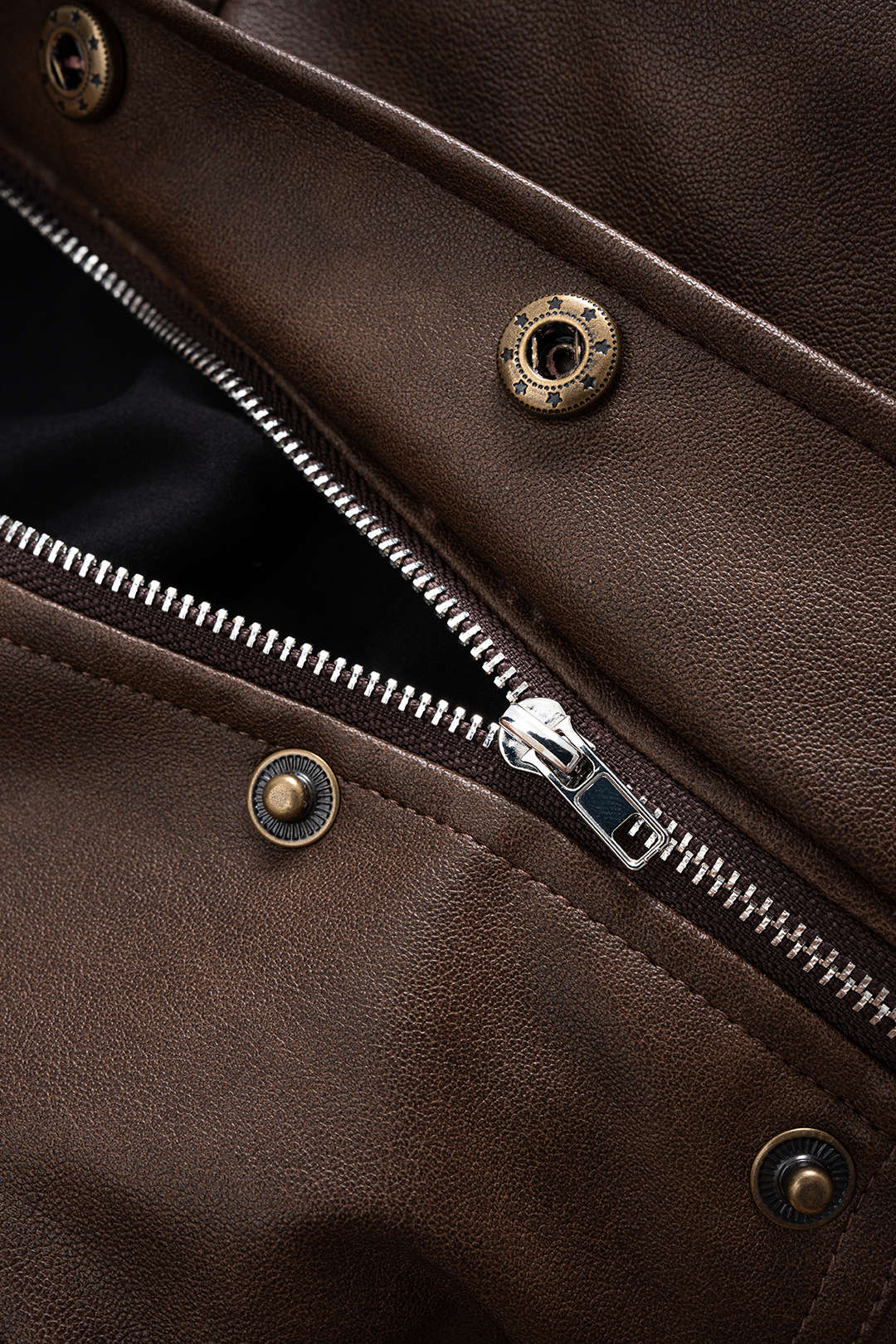 Faux Leather Button Jacket - Image 4