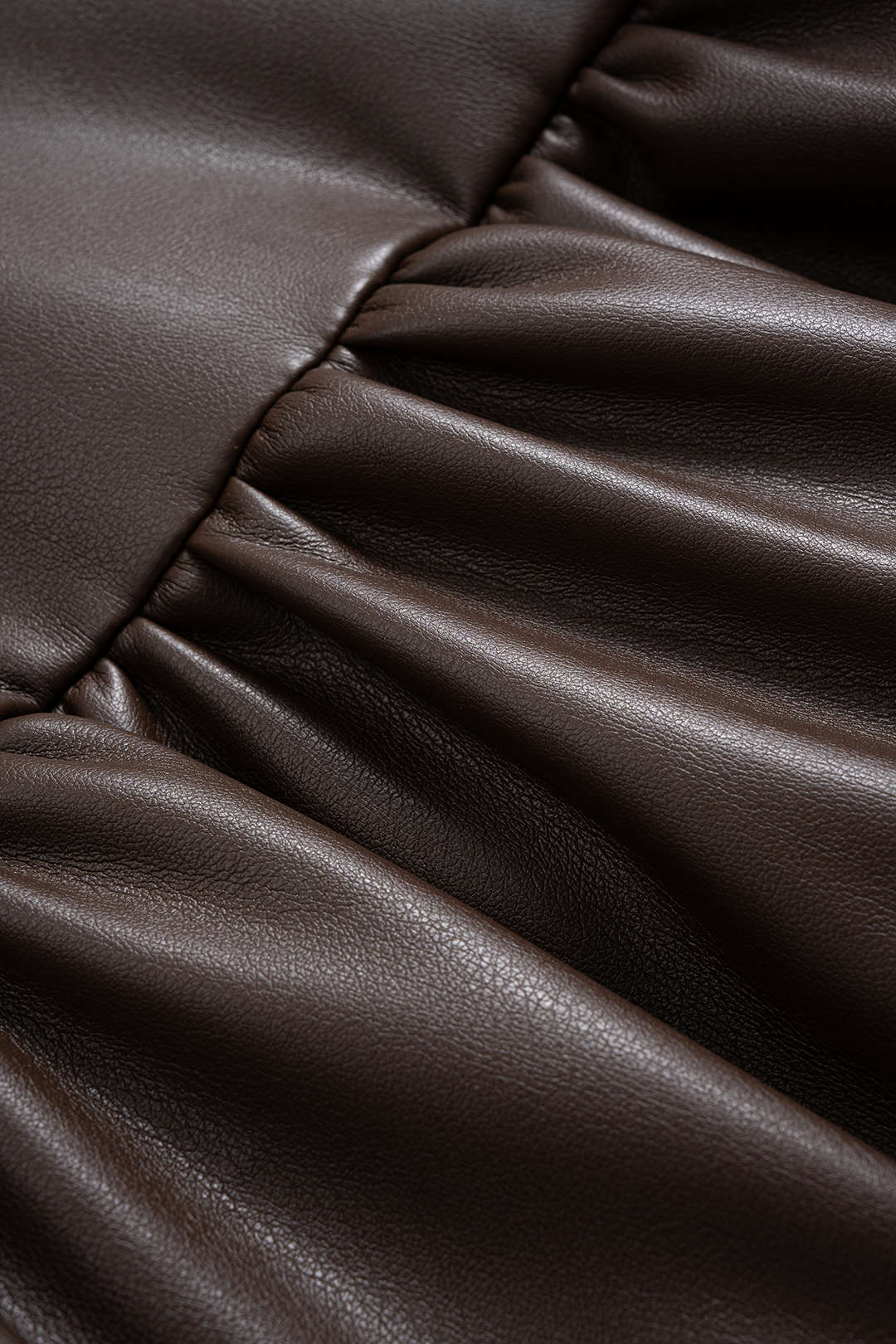 Faux Leather Mock Neck Metallic Button Ruched Jacket - Image 5