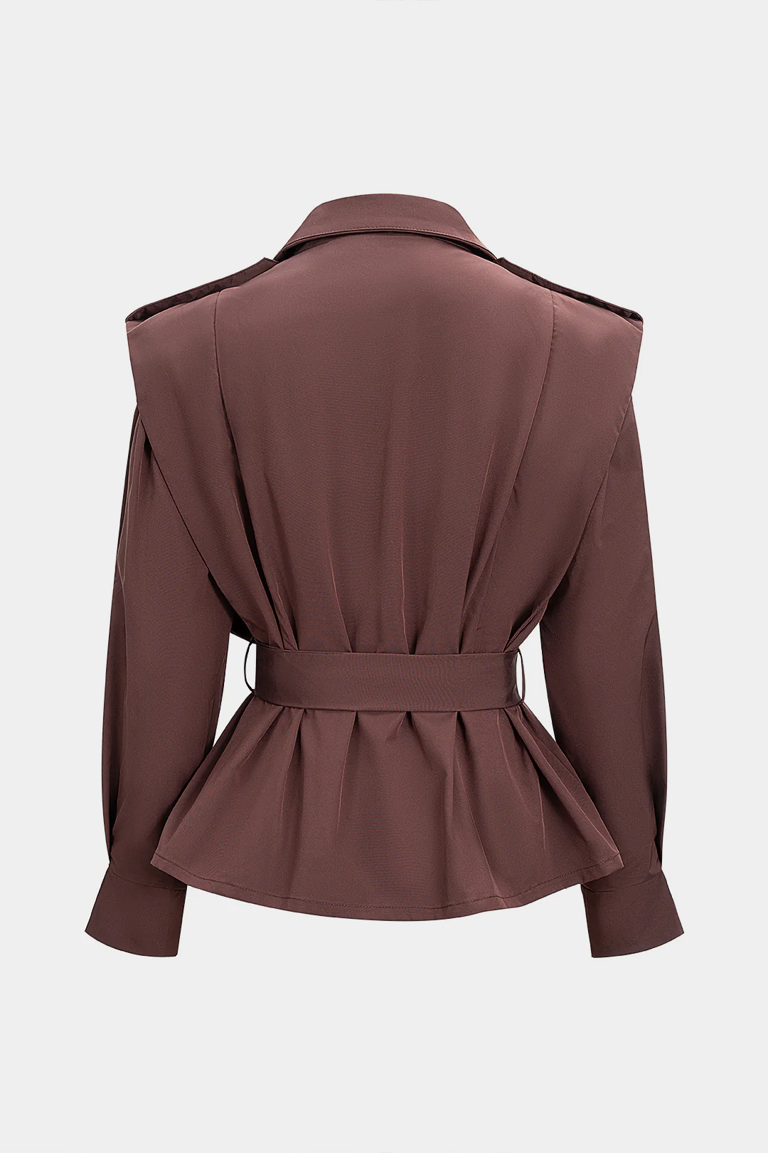 Tie-Up Waist Long Sleeve Lapel Jacket - Image 3