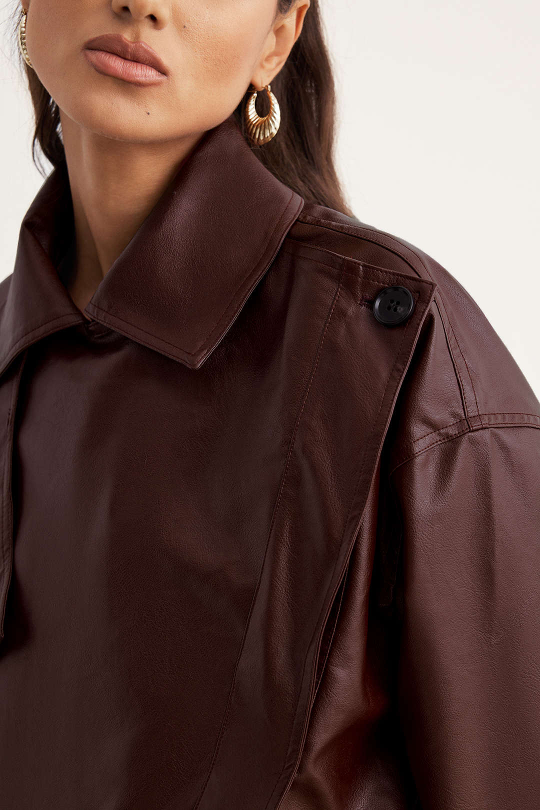 Faux Leather Asymmetrical Cropped Jacket - Image 4