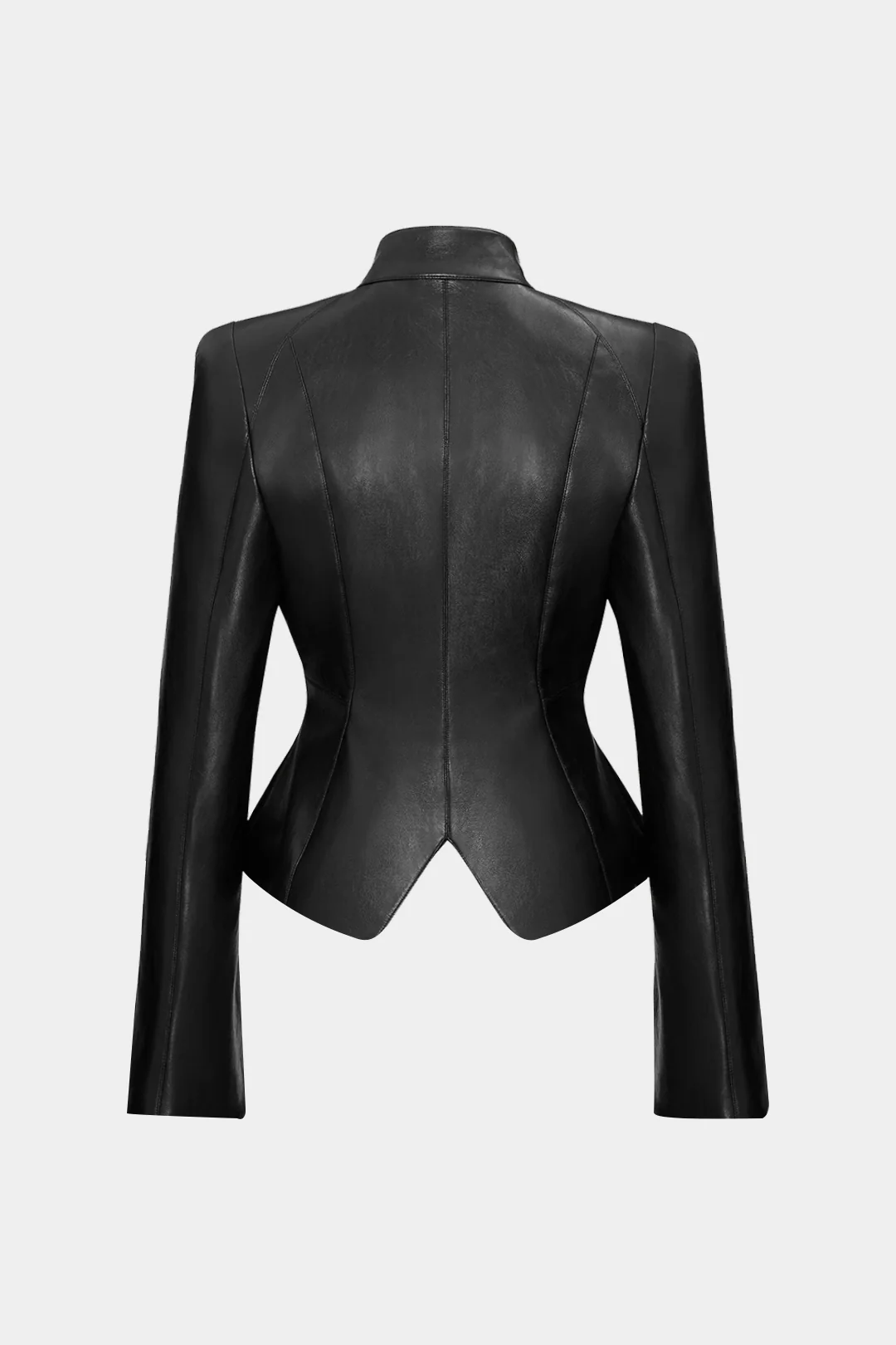 Mock Neck Faux Leather Button Jacket - Image 2