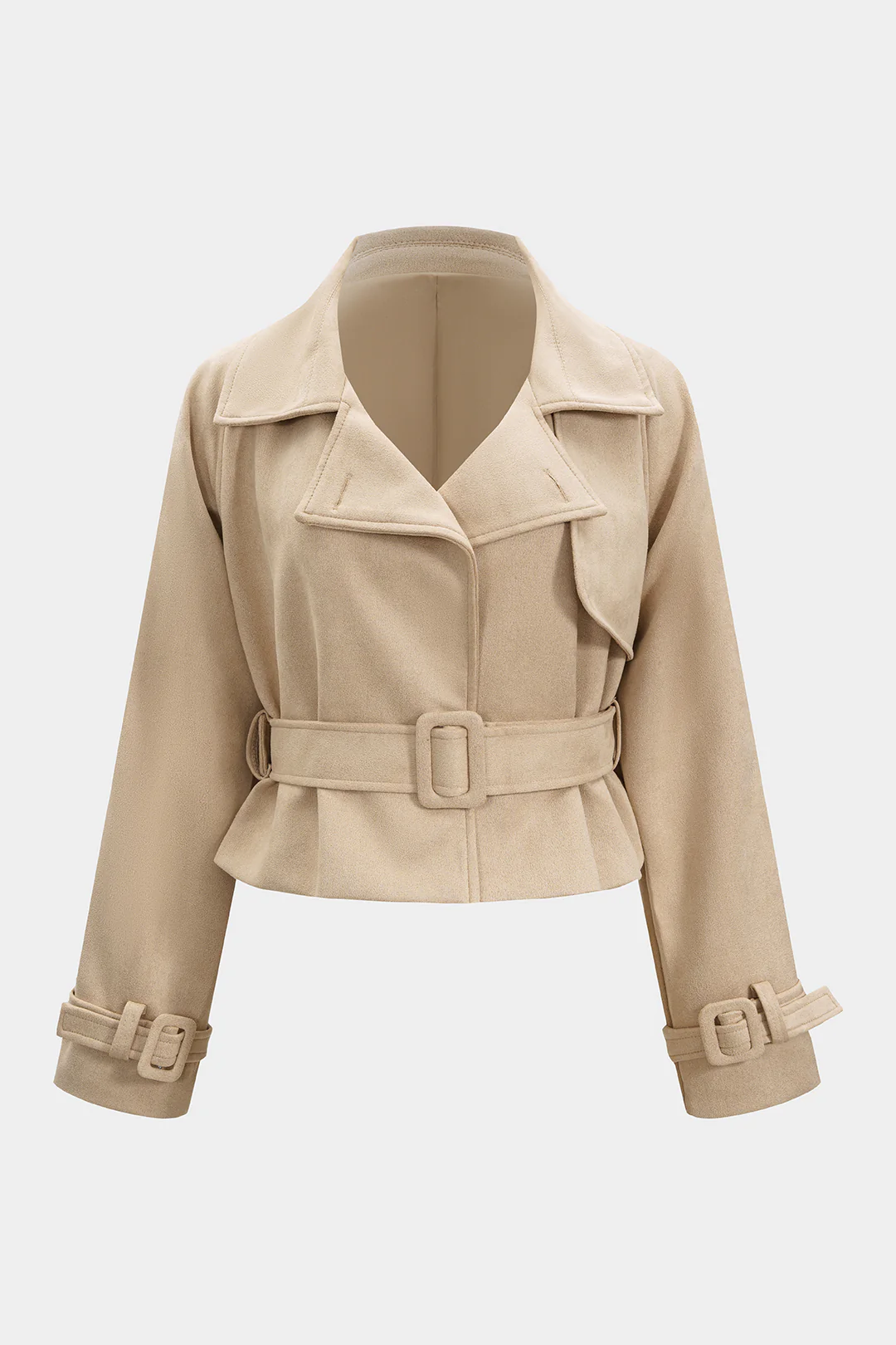Suede Lapel Belted Jacket