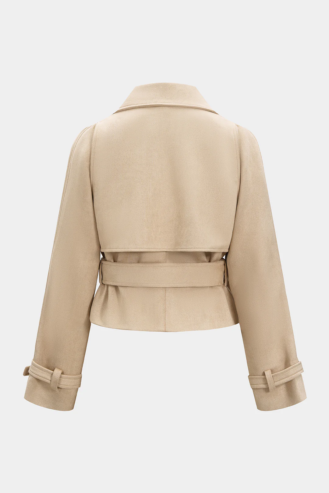 Suede Lapel Belted Jacket - Image 2