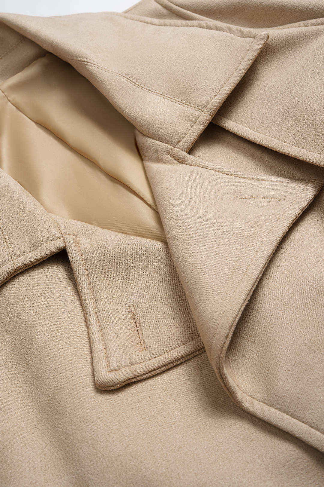 Suede Lapel Belted Jacket - Image 3