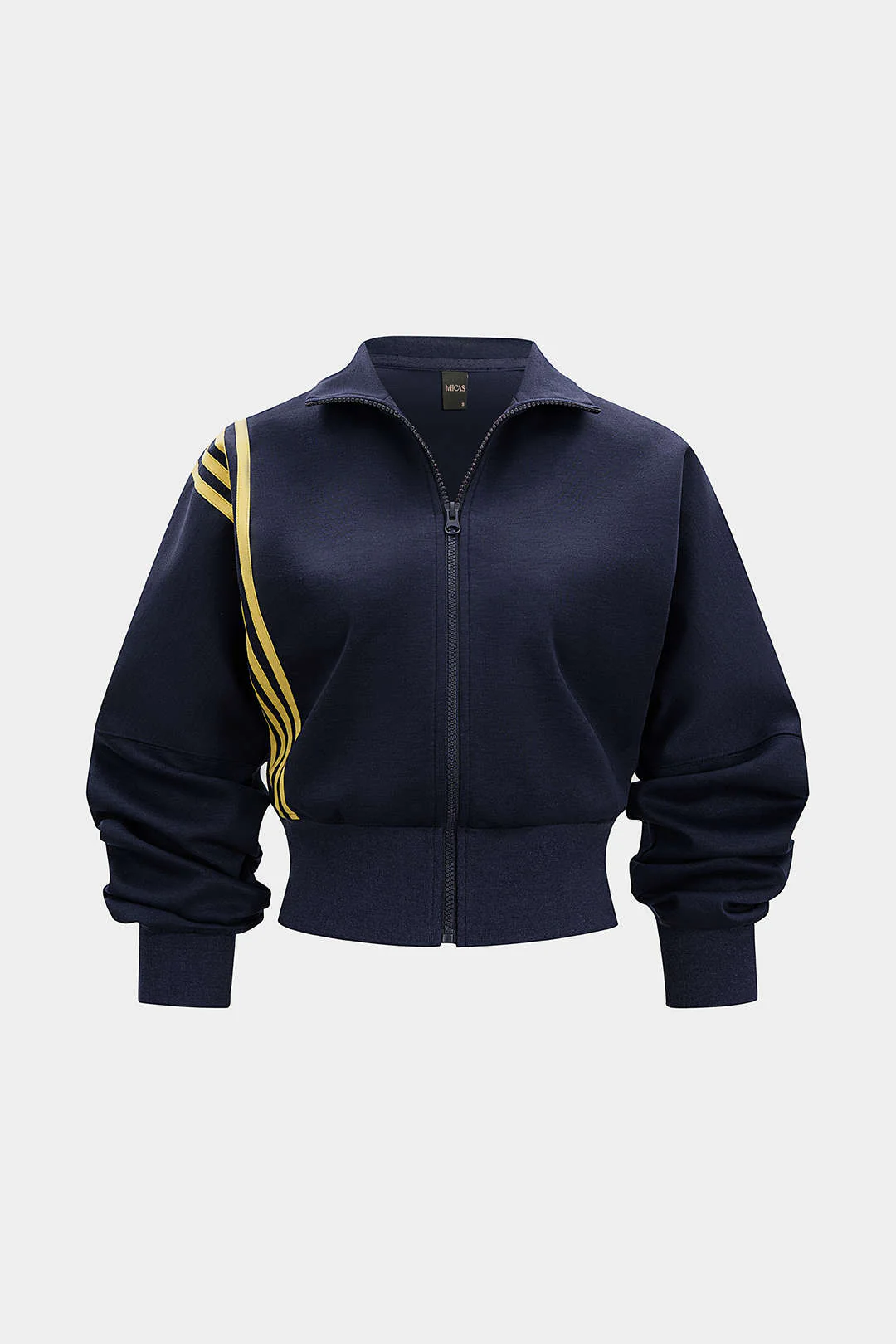 Contrast Stripes Zipper Cropped Jacket - Image 3