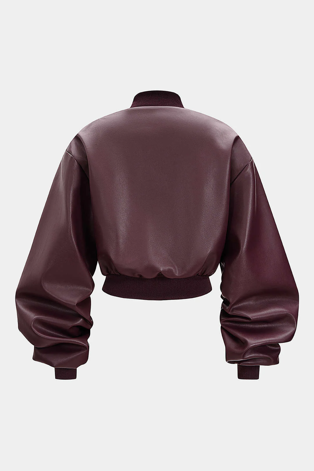 Faux Leather Patchwork Ribbed Jacket - Image 2