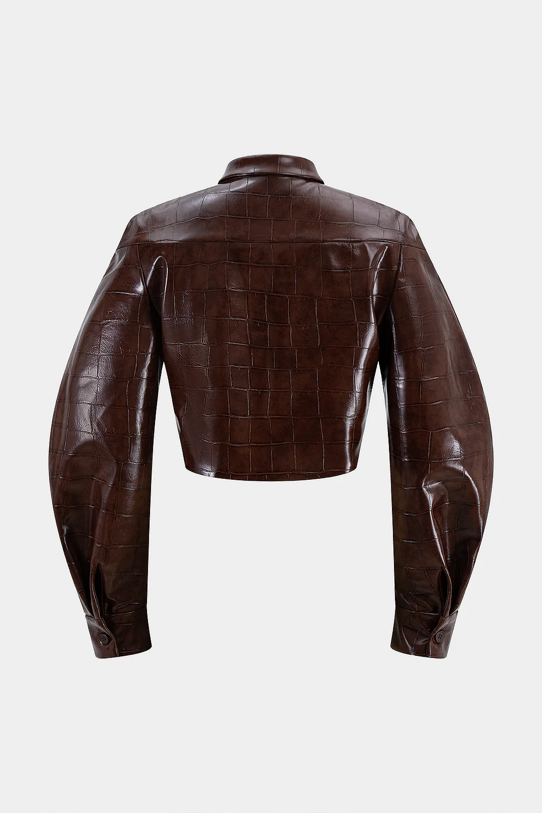 Faux Leather Pocket Cropped Jacket - Image 2
