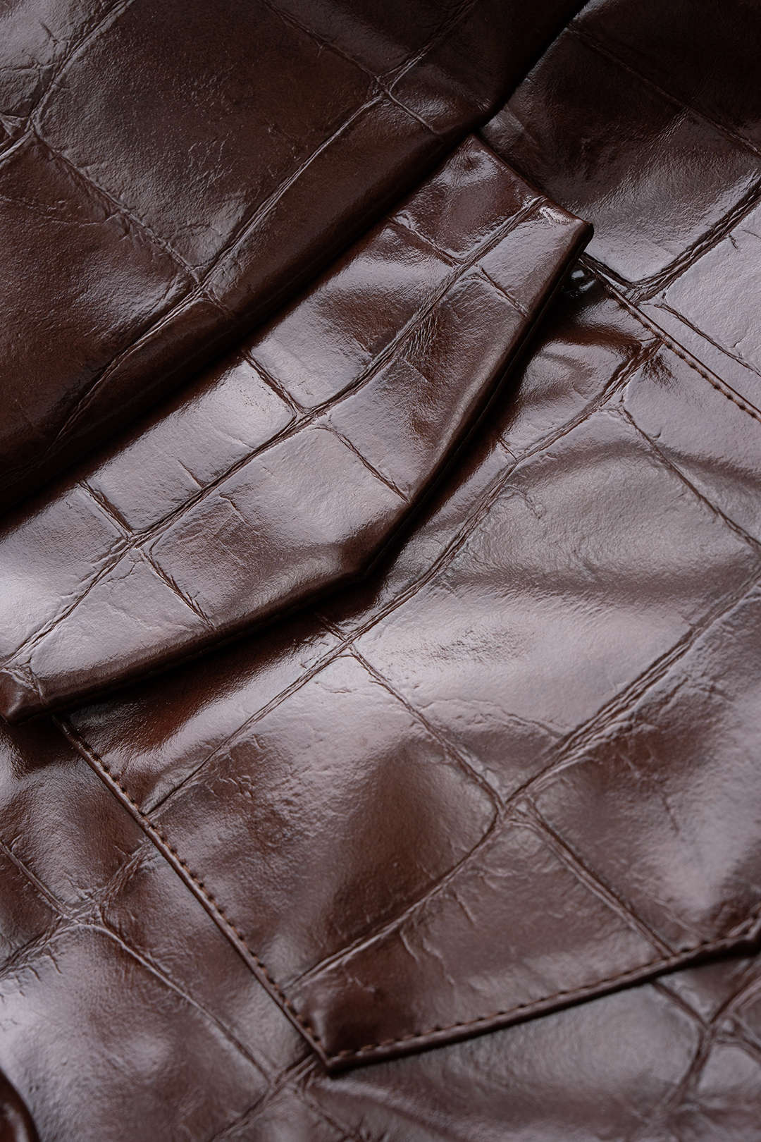 Faux Leather Pocket Cropped Jacket - Image 3