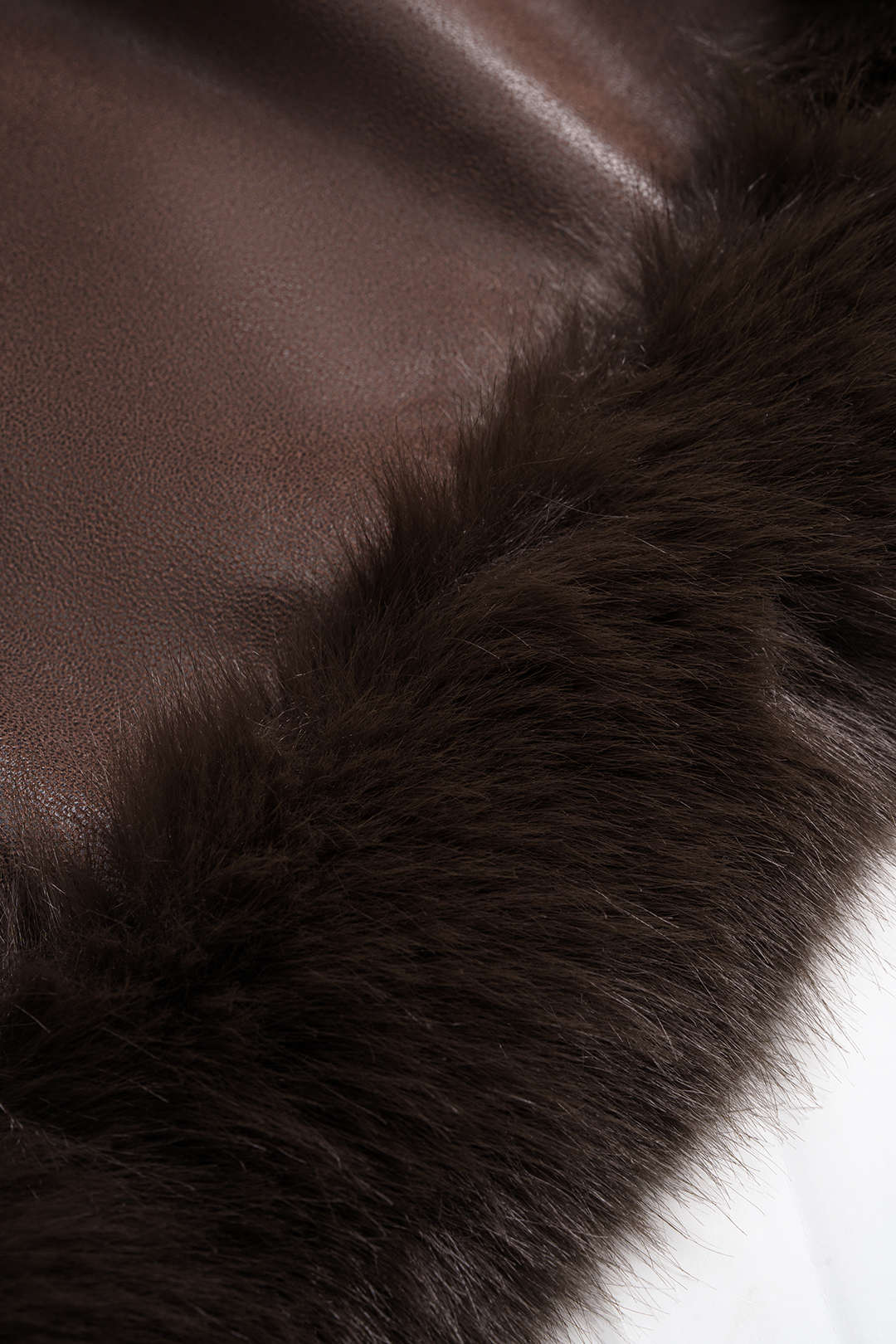Faux Leather Fur Patchwork Stand Collar Jacket - Image 5