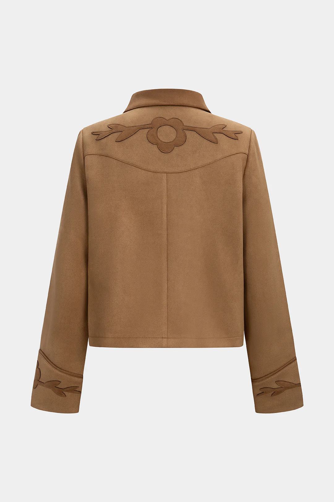 Flower appliques Suede Patchwork Button Jacket - Image 2