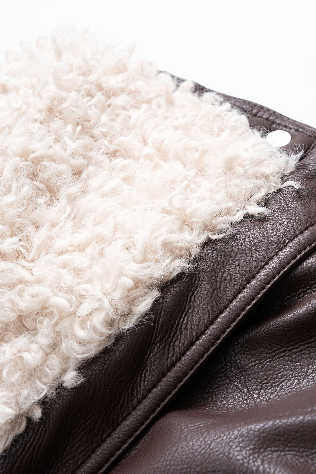 Faux Leather Patchwork Zipper Pocket Puffer - Image 4