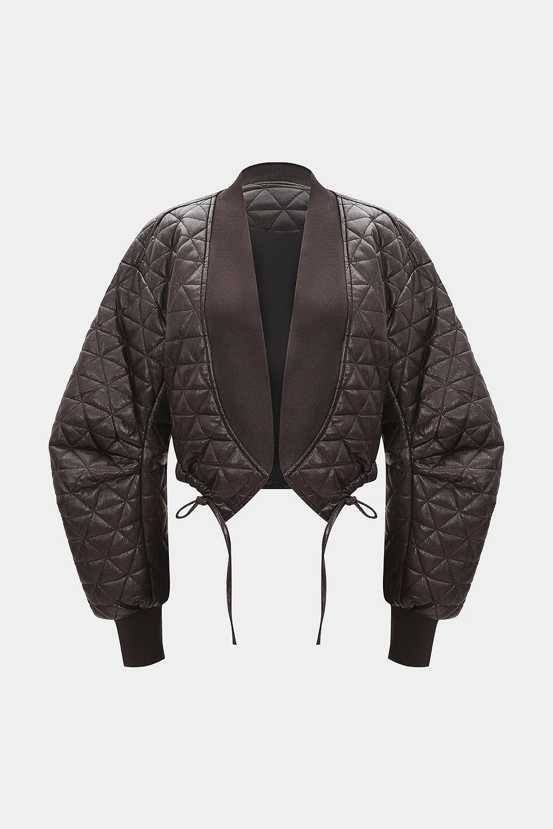 Faux Leather Strappy Tie-Up Jacket