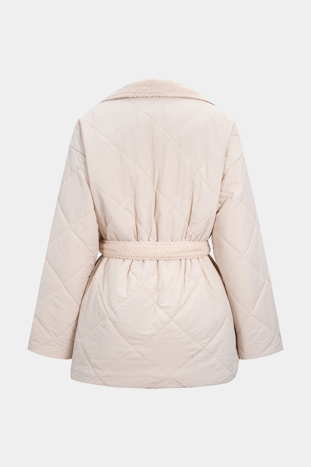 Notched Lapel Tie-Up Belted Puffer - Image 2