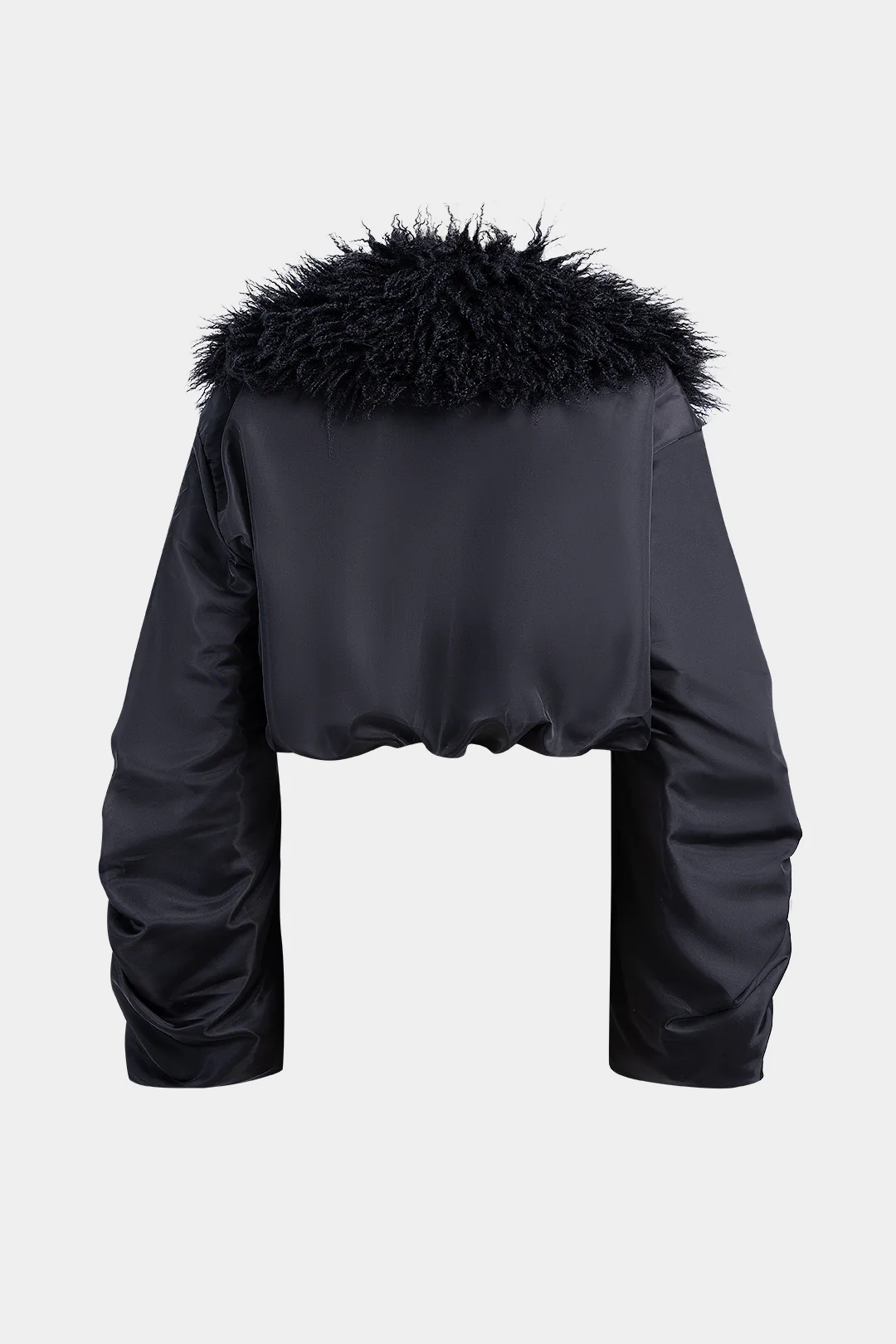 Basic Lamb Wool Collar Drawstring Belt Buckle -Padded Puffer - Image 2