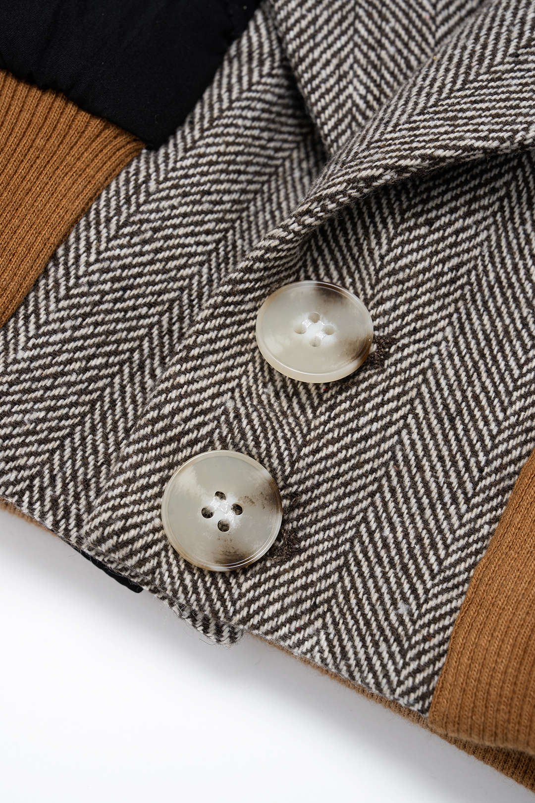 Notched Lapel Patchwork Stitching Detail Puffer - Image 3