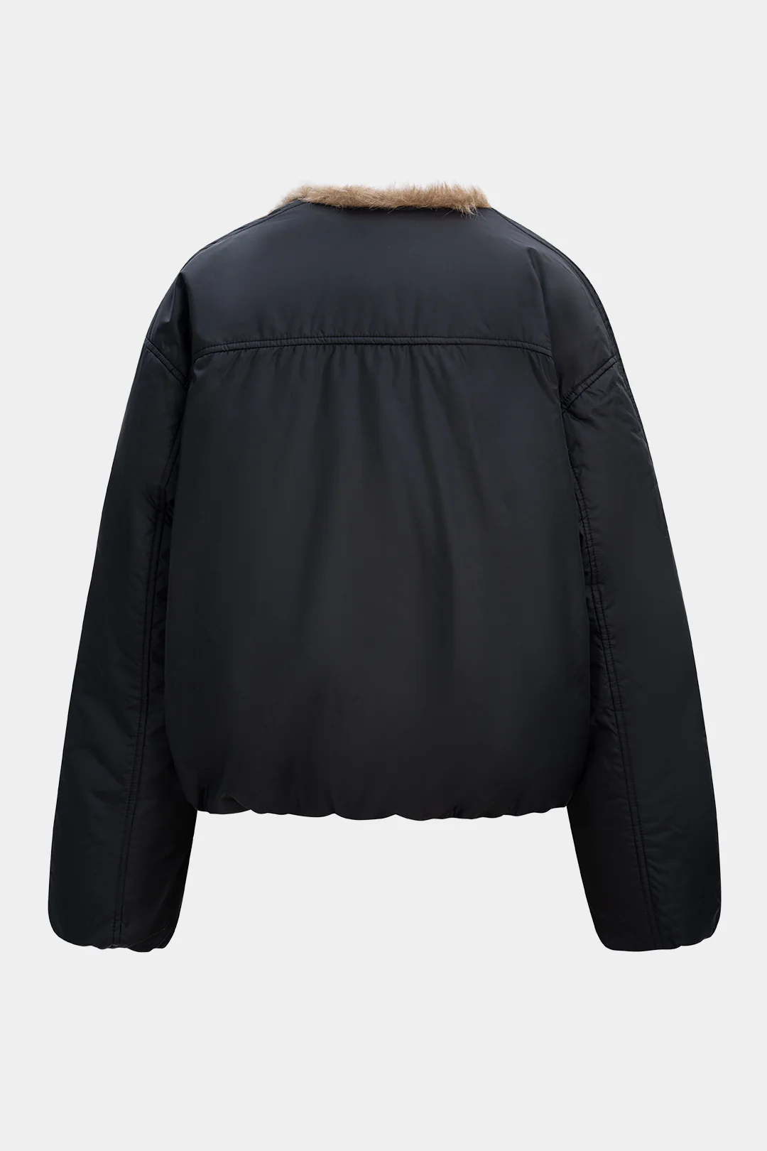 Faux Fur Collar Patchwork Puffer - Image 6