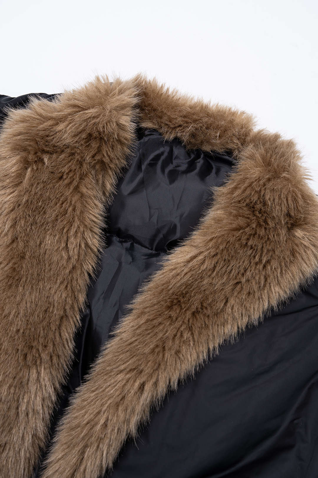 Faux Fur Collar Patchwork Puffer - Image 7