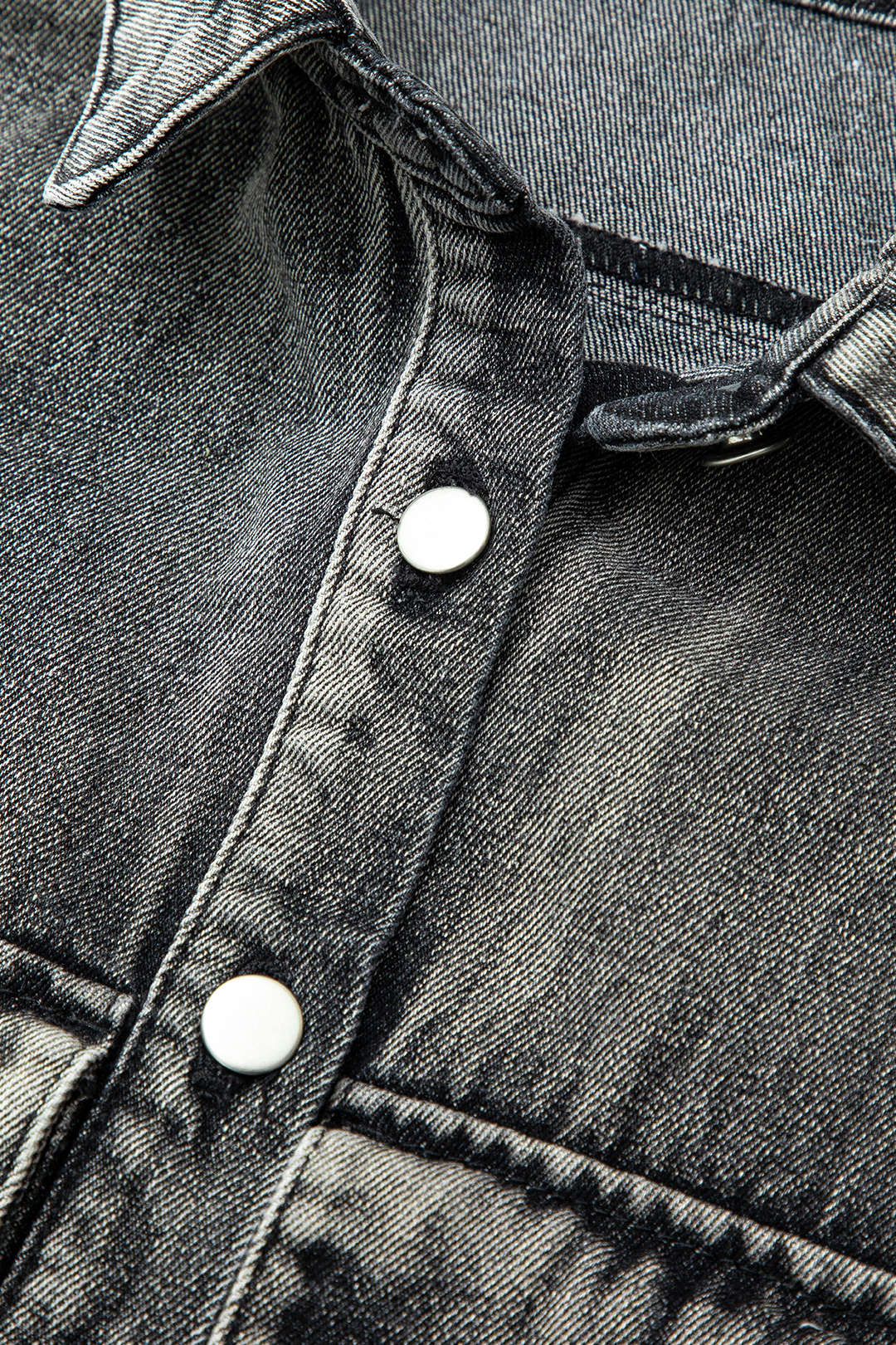 Asymmetric Button Up Flap Pocket Crop Denim Vest - Image 4