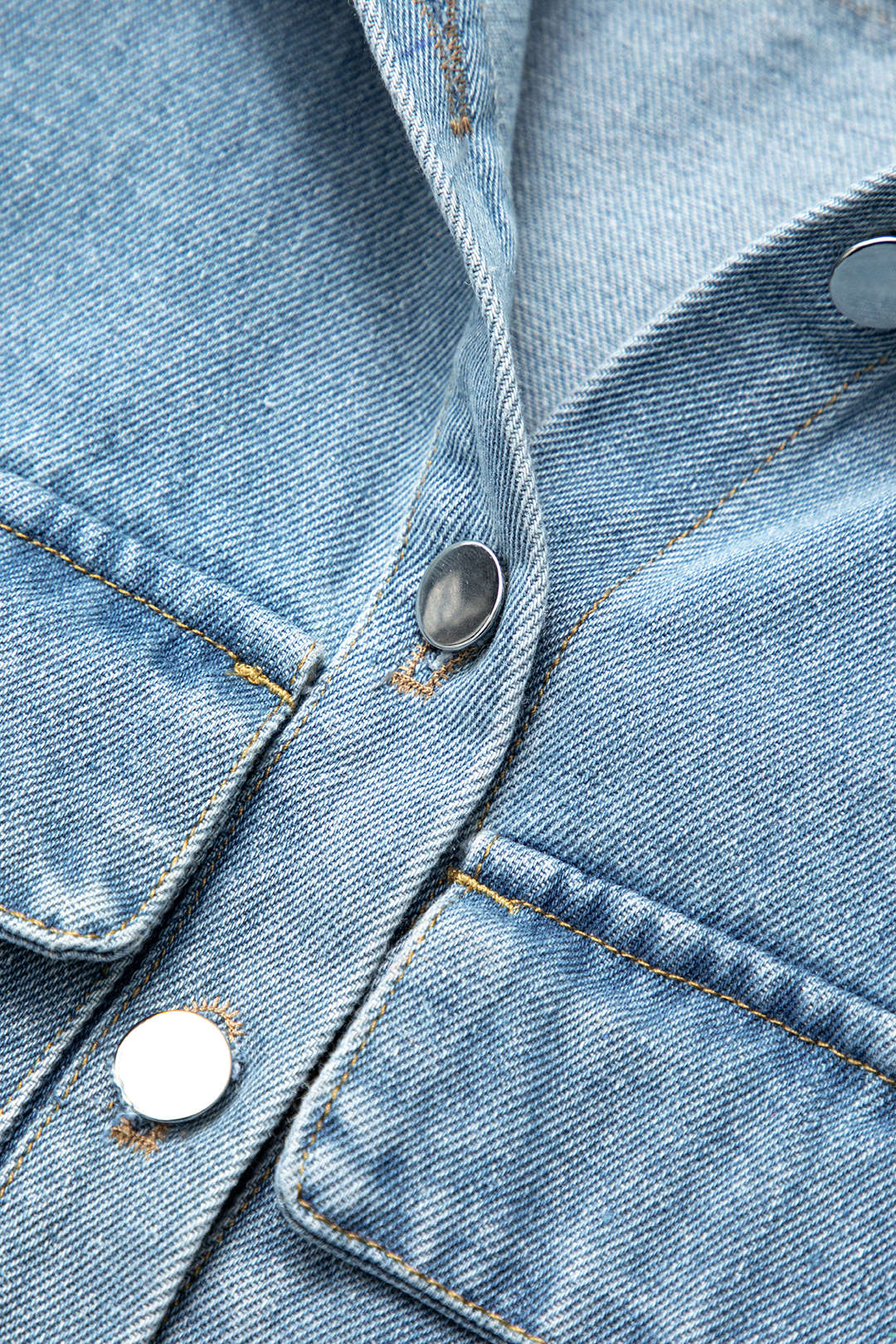 Asymmetric Button Up Flap Pocket Crop Denim Vest - Image 8