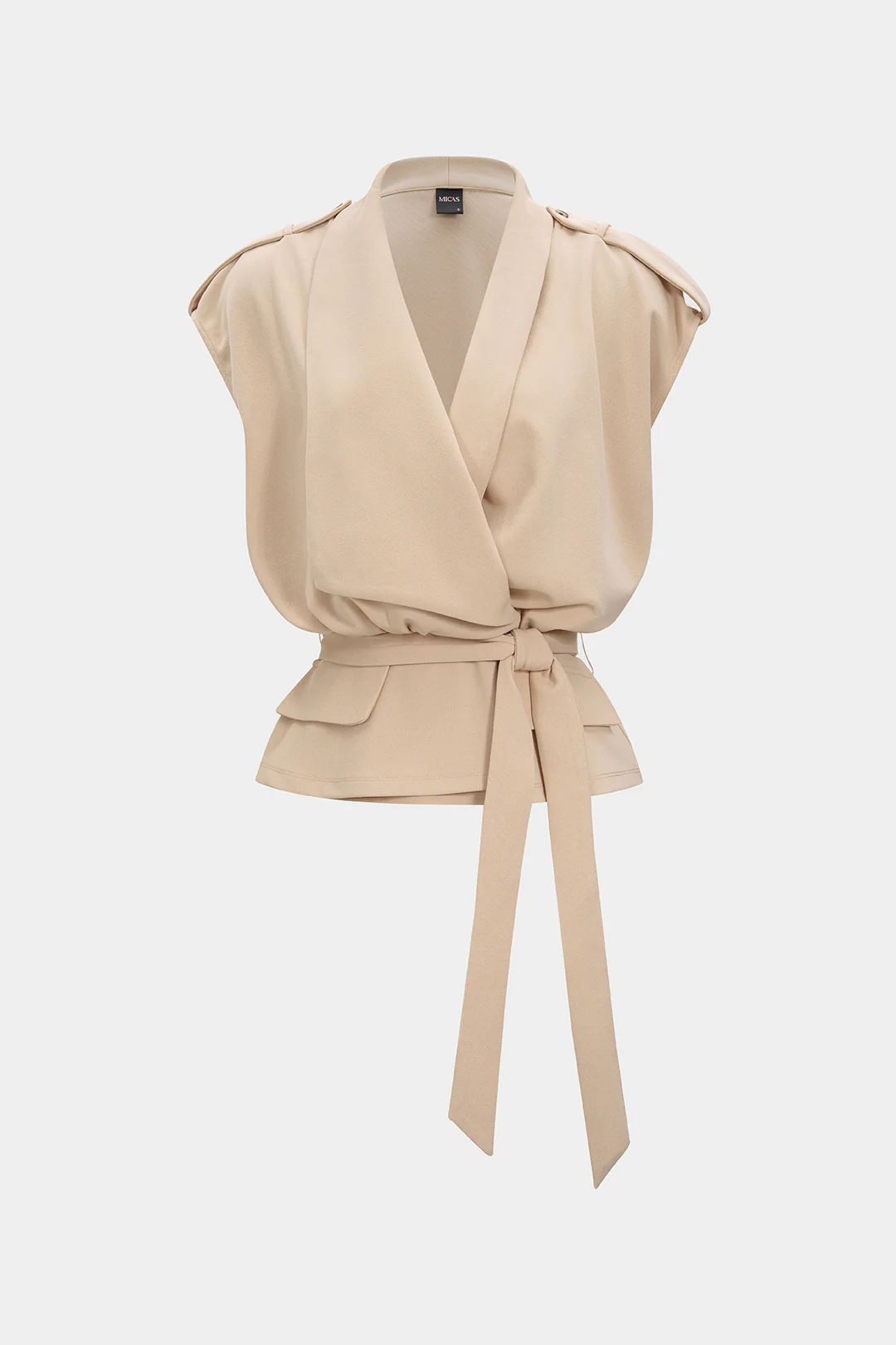 Linen Tie Front Asymmetrical Vest