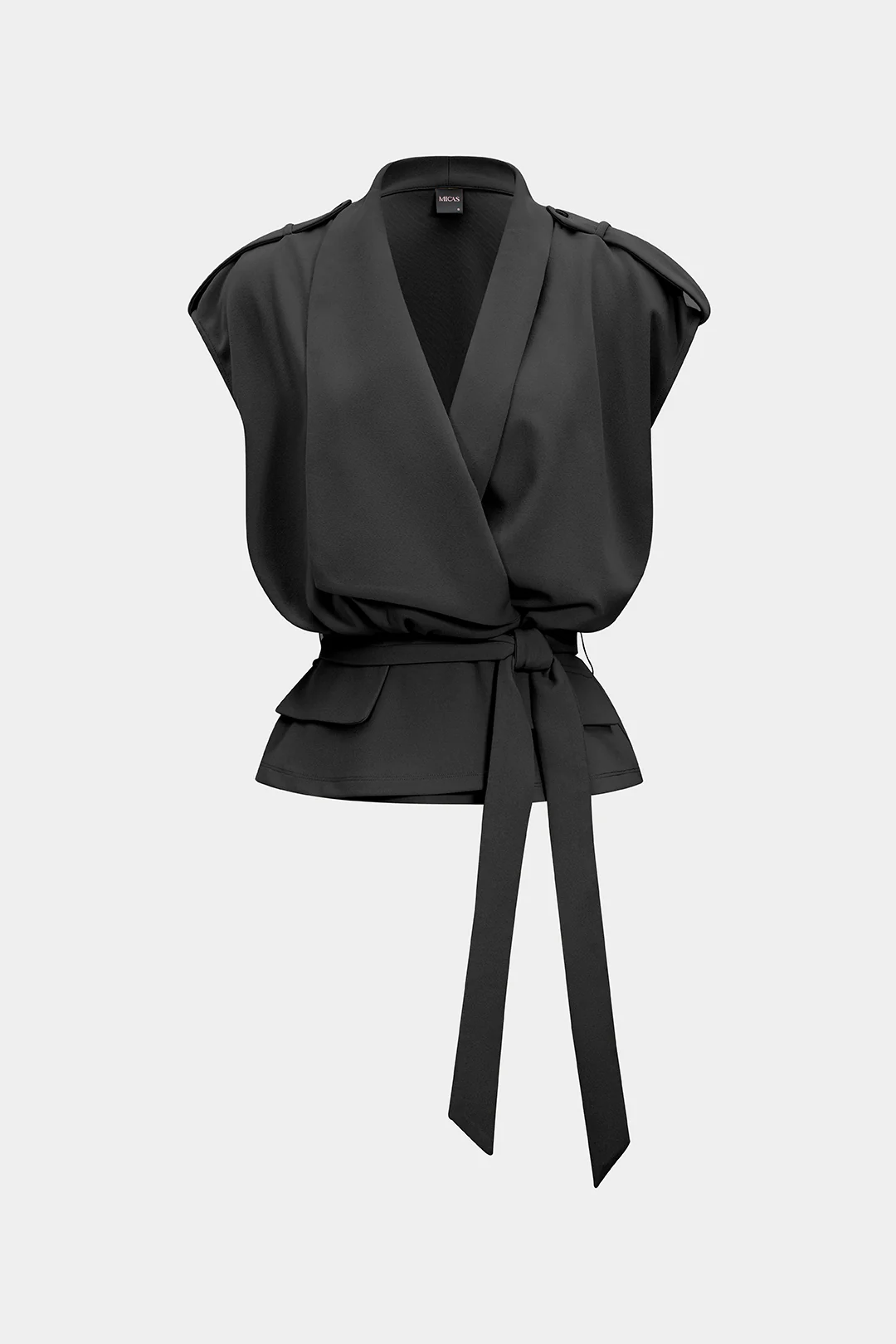 Linen Tie Front Asymmetrical Vest - Image 10